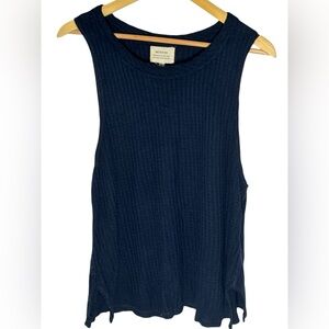 McGuire Denim Waffle Knit Dark Blue Tank Top - Large